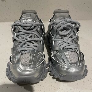 Balenciaga Mens Track Sneakers Metallic Silver - $1150 Retail